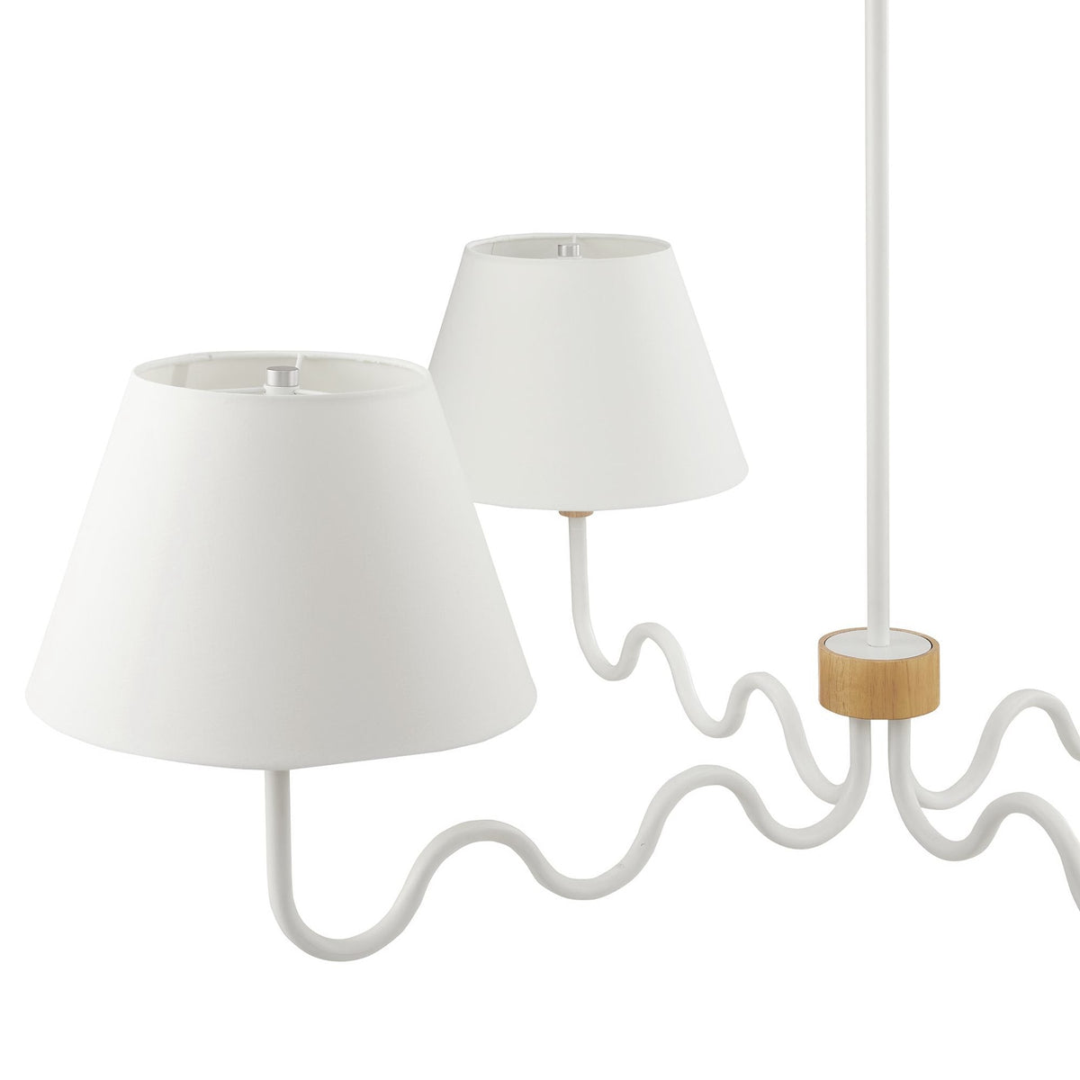 Sunlit Squiggle 4-Arm Pendant Light white shades squiggle cord wooden base by Modway on Tampa Home & Garden Store