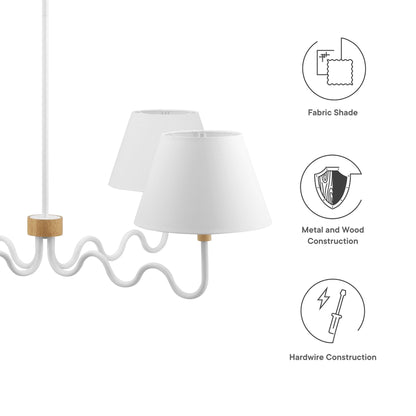 Sunlit Squiggle 4-Arm Pendant Light white fabric shade by HouseOfZazla on Tampa Home & Garden Store