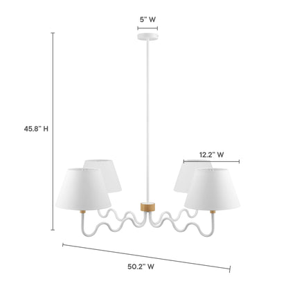 Sunlit Squiggle 4-Arm Pendant Light white with four cone shades by Modway on Tampa Home & Garden Store