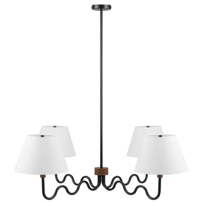 Sunlit Squiggle 4-Arm Pendant Light by Modway with white shades and black metal arms on Tampa Home & Garden Store
