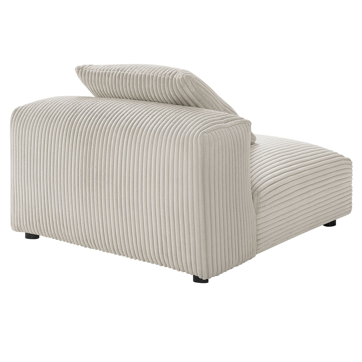 Solace modular corduroy upholstered armless chair in beige with vertical ribbed texture on Tampa Home & Garden Store