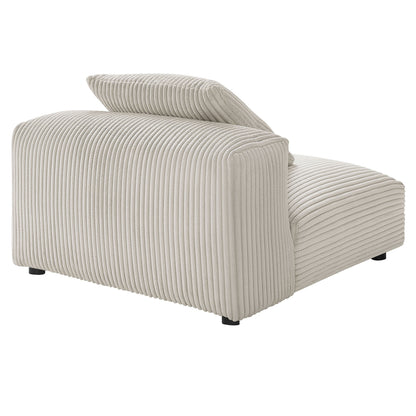 Solace modular corduroy upholstered armless chair in beige with vertical ribbed texture on Tampa Home & Garden Store