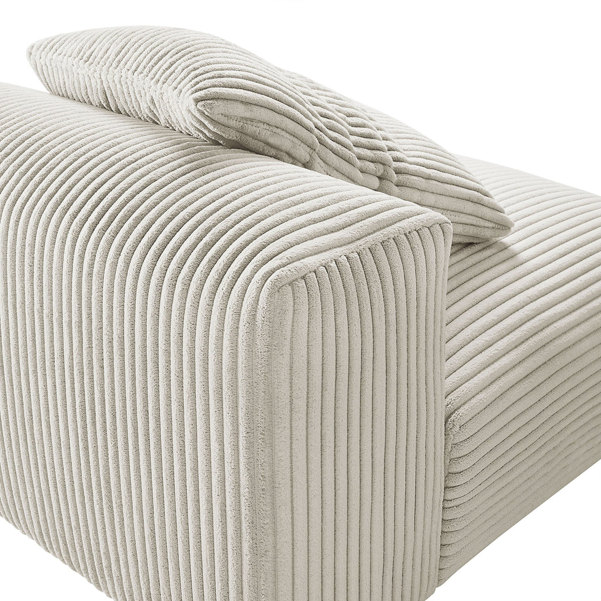 Solace Modular Corduroy Upholstered Armless Chair cushions in beige fabric, two pieces on Tampa Home & Garden Store