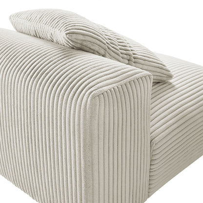 Solace Modular Corduroy Upholstered Armless Chair cushions in beige fabric, two pieces on Tampa Home & Garden Store