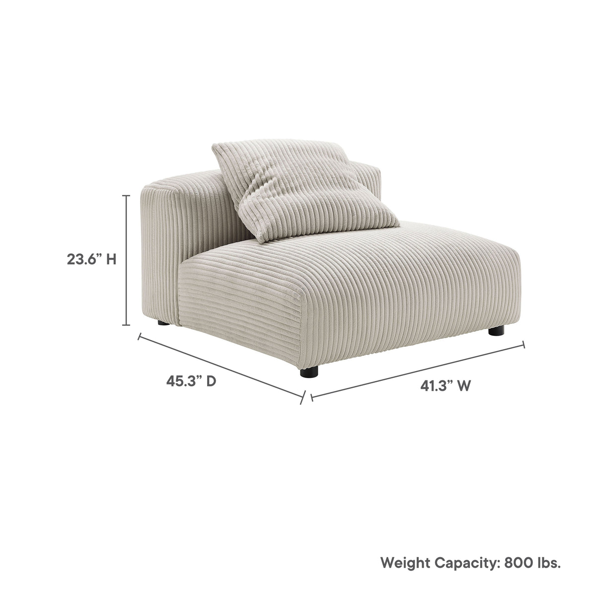 Solace modular corduroy upholstered armless chair beige by HouseOfZazla on Tampa Home & Garden Store