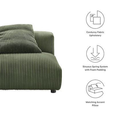 Solace modular armless chair in olive green corduroy upholstery by HouseOfZazla on Tampa Home & Garden Store