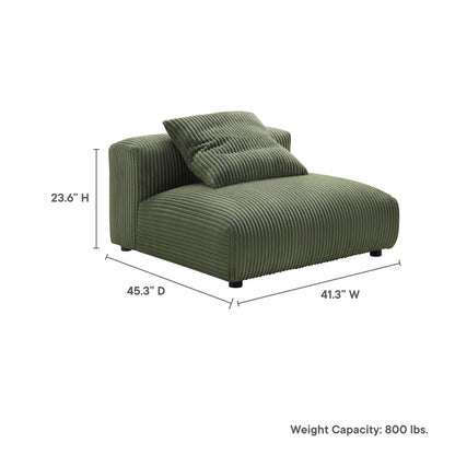 Solace modular corduroy upholstered armless chair olive green with ribbed texture on Tampa Home & Garden Store