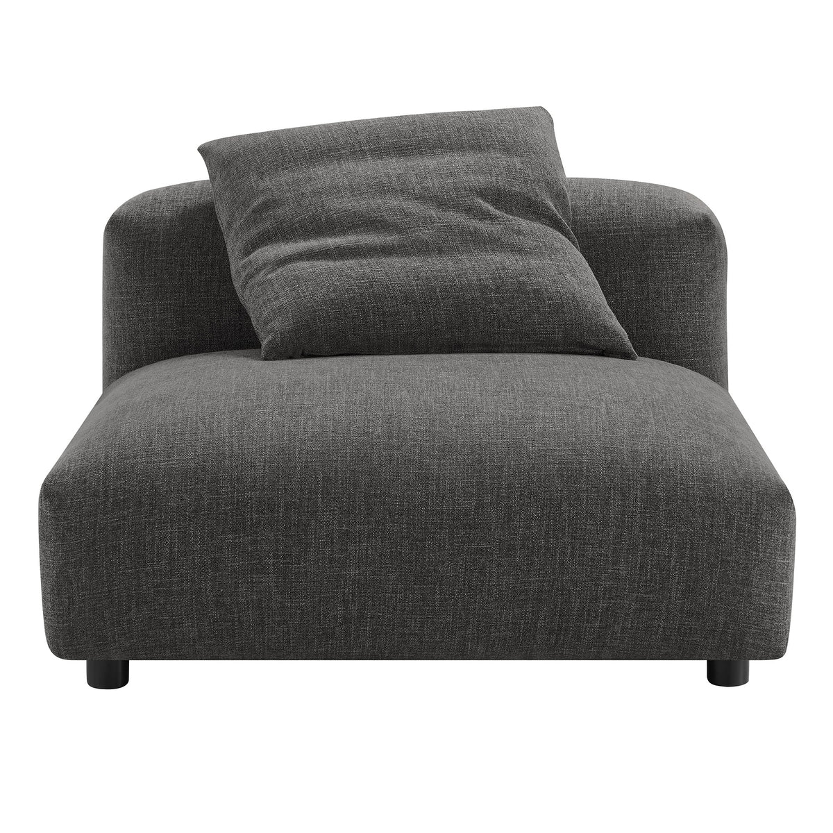 Solace armless chair and ottoman set in charcoal textured fabric with black legs on Tampa Home & Garden Store