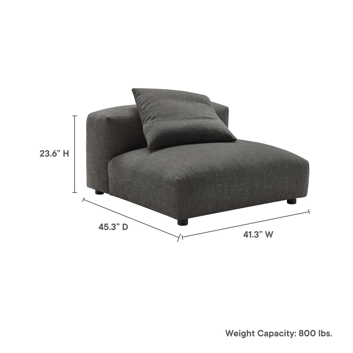 Solace Modular Upholstered Fabric Armless Chair by Modway in charcoal gray fabric on Tampa Home & Garden Store