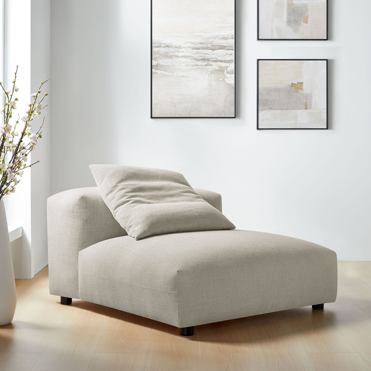Solace Modular Upholstered Fabric Armless Chair beige fabric by HouseOfZazla on Tampa Home & Garden Store