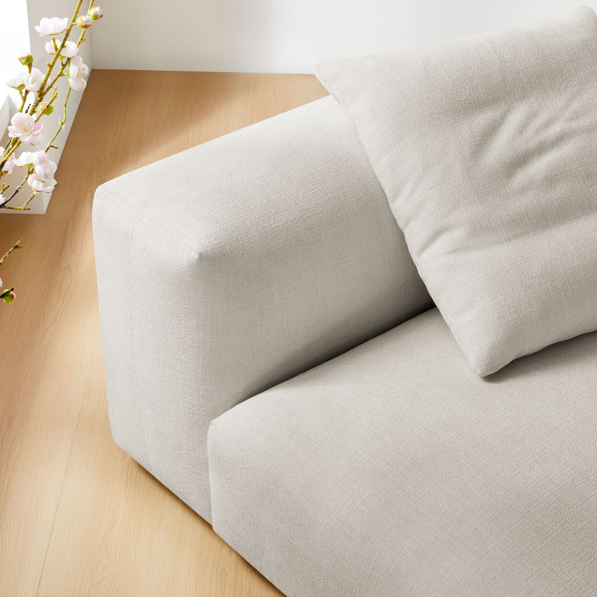 Solace Modular Upholstered Fabric Armless Chair by Modway in light gray fabric on Tampa Home & Garden Store