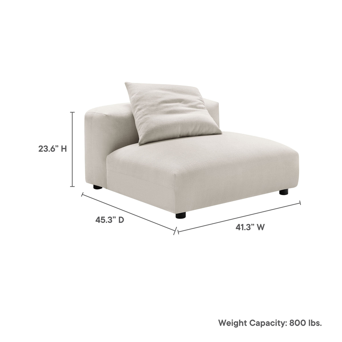 Solace modular upholstered fabric armless chair beige with plush back cushion by Modway on Tampa Home & Garden Store