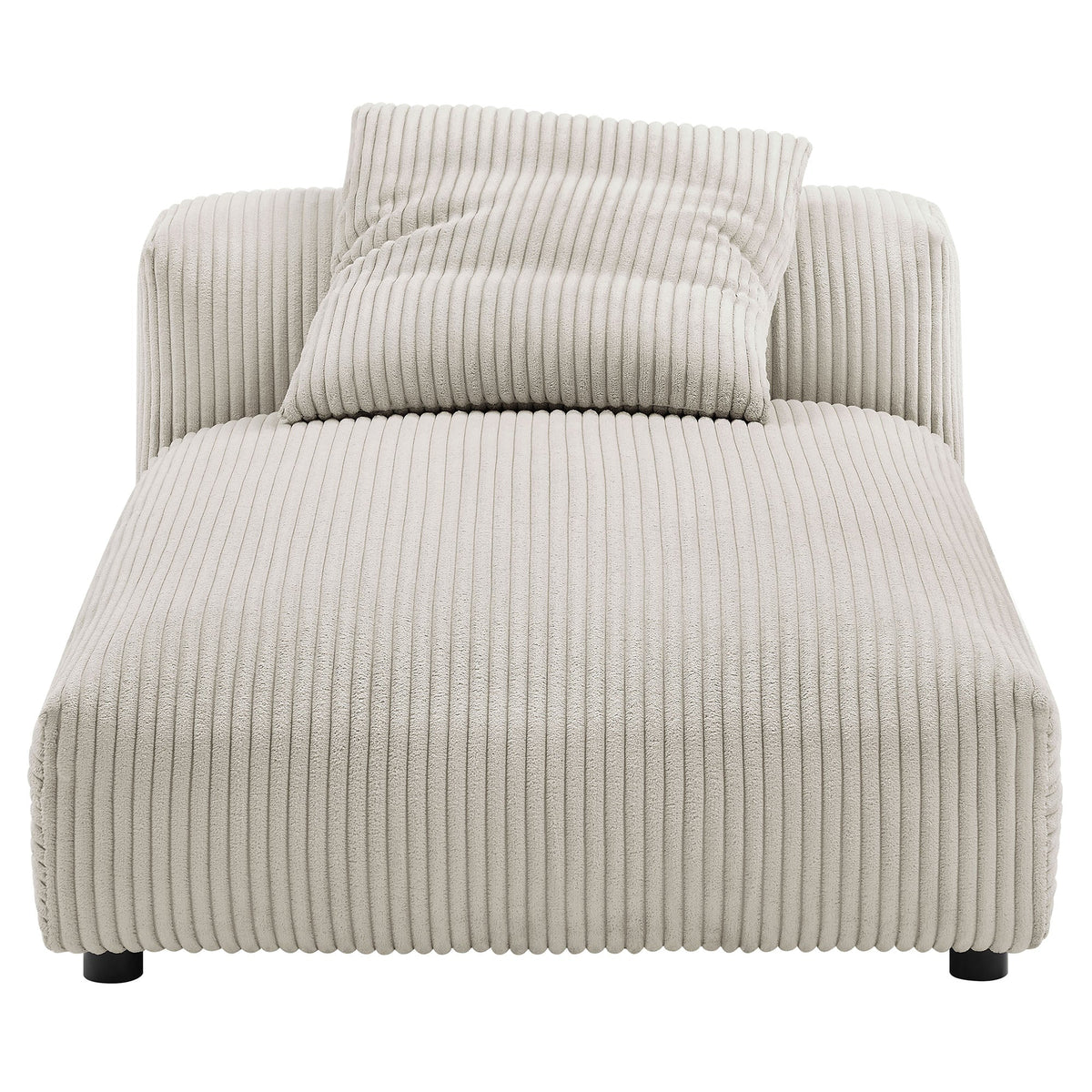Solace modular corduroy armless chaise lounge beige upholstery with vertical ribbing on Tampa Home & Garden Store