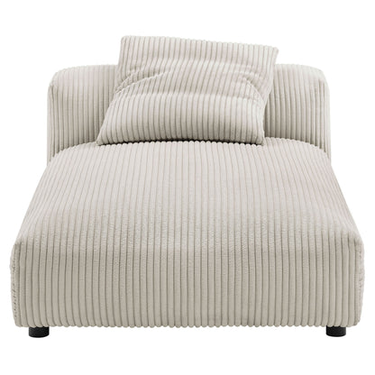 Solace modular corduroy armless chaise lounge beige upholstery with vertical ribbing on Tampa Home & Garden Store