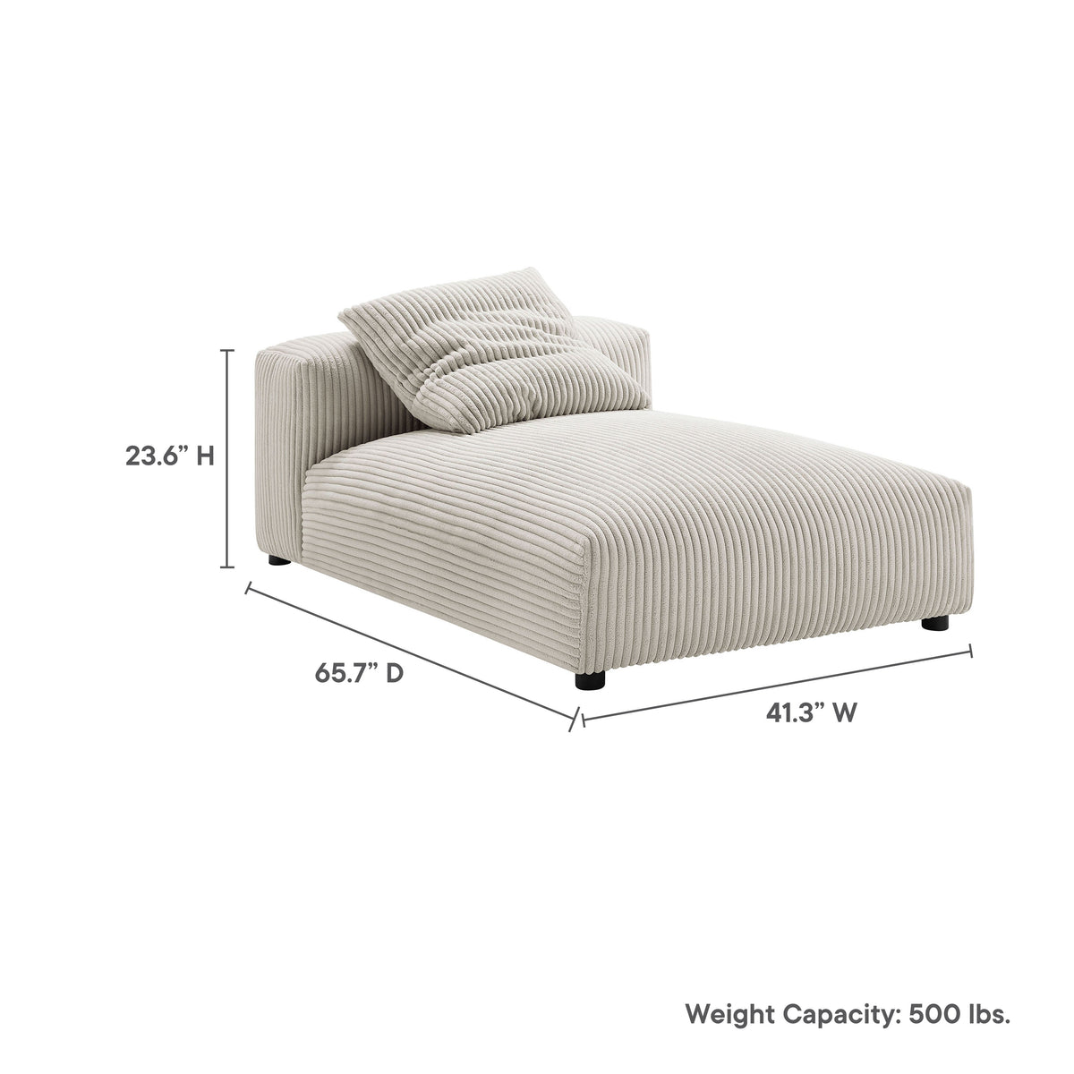 Solace modular corduroy upholstered armless chaise lounge in beige by HouseOfZazla on Tampa Home & Garden Store