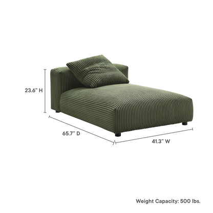 Solace modular corduroy armless chaise lounge in olive green by HouseOfZazla on Tampa Home & Garden Store