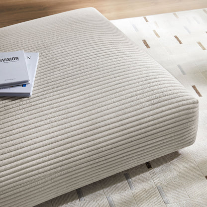 Solace Modular Corduroy Upholstered Ottoman beige fabric on Tampa Home & Garden Store