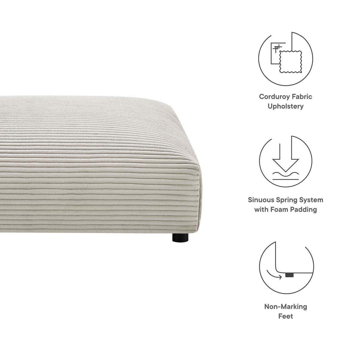 Solace modular corduroy ottoman beige fabric by HouseOfZazla living room furniture sets on Tampa Home & Garden Store
