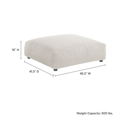 Solace Modular Corduroy Upholstered Ottoman beige ribbed fabric by Modway on Tampa Home & Garden Store