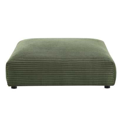 Solace modular corduroy ottoman by Modway in olive green with ribbed texture and black legs on Tampa Home & Garden Store