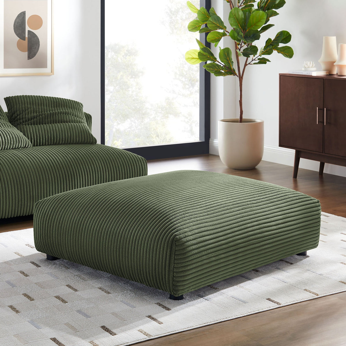 Solace Modular Corduroy Ottoman by Modway in green, living room furniture on Tampa Home & Garden Store