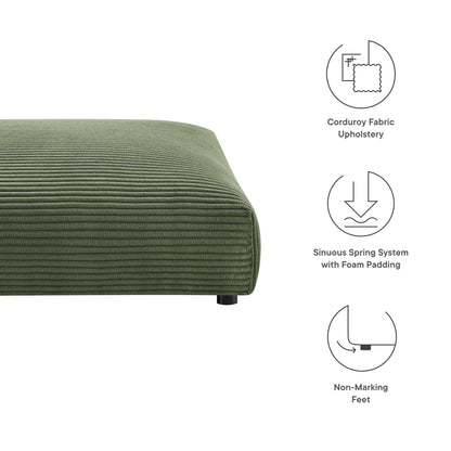 Solace Modular Corduroy Upholstered Ottoman olive green fabric by Modway, ottoman with black leg on Tampa Home & Garden Store