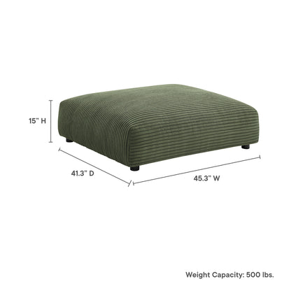 Solace modular corduroy upholstered ottoman in olive green with ribbed texture on Tampa Home & Garden Store