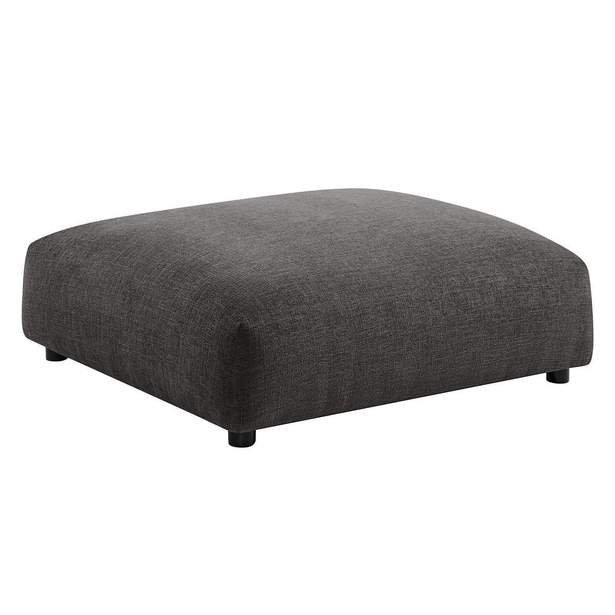 Solace modular armless ottoman in dark charcoal textured fabric with short black legs on Tampa Home & Garden Store