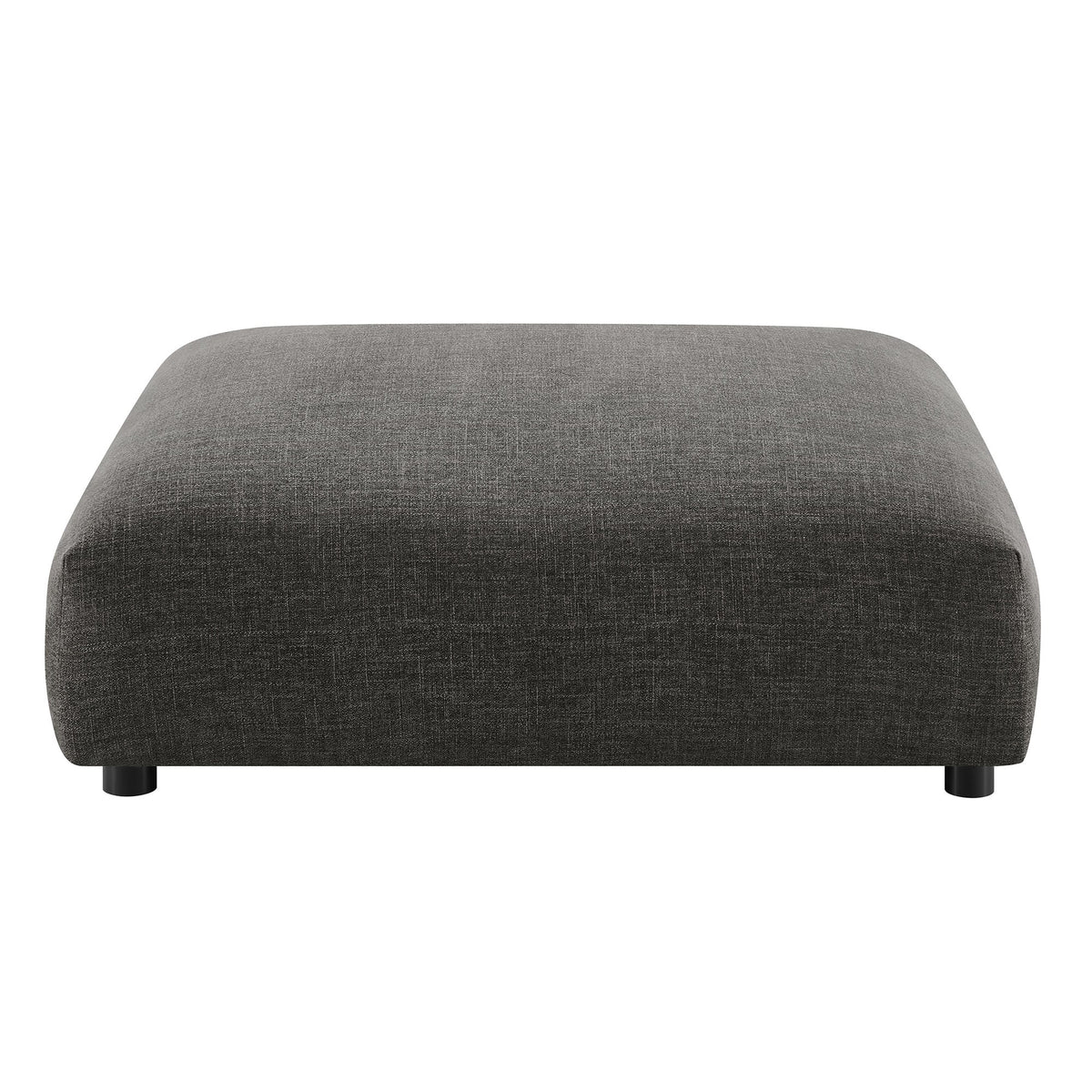 Solace modular upholstered fabric ottoman in dark gray with exposed black legs on Tampa Home & Garden Store
