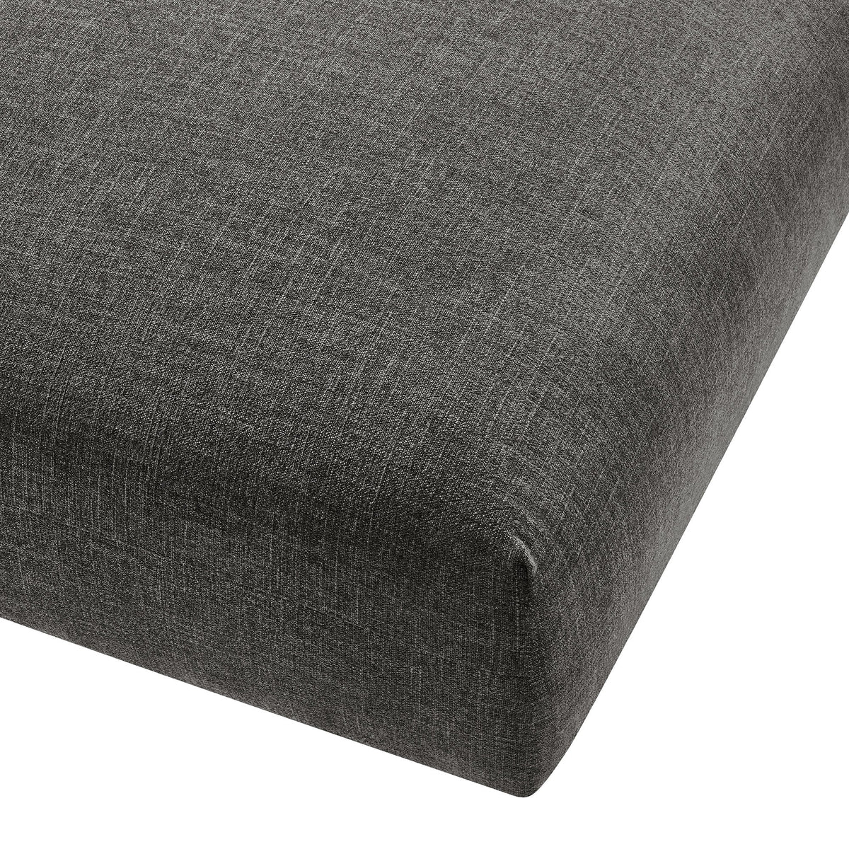 Solace Modular Upholstered Fabric Ottoman close-up in dark charcoal gray, textured weave on Tampa Home & Garden Store