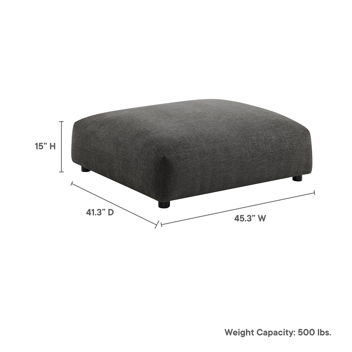 Solace Modular Upholstered Fabric Ottoman Modway dark gray fabric on Tampa Home & Garden Store