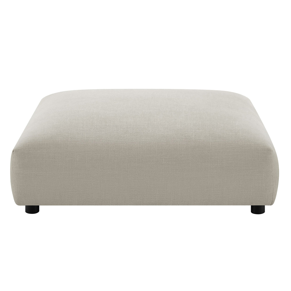 Solace modular upholstered fabric ottoman beige with low-profile black legs by HouseOfZazla on Tampa Home & Garden Store
