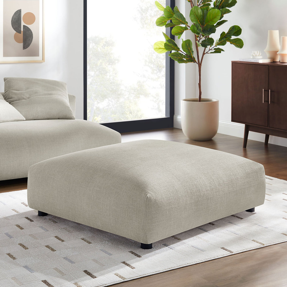 Solace modular upholstered fabric ottoman beige by Modway on Tampa Home & Garden Store