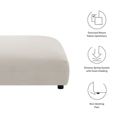 Solace Modular Upholstered Fabric Ottoman by Modway in beige textured weave with a black leg on Tampa Home & Garden Store