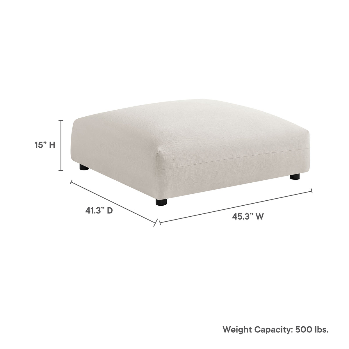 Solace Modular Upholstered Fabric Ottoman beige by Modway, 45.3W x 41.3D x 15H on Tampa Home & Garden Store