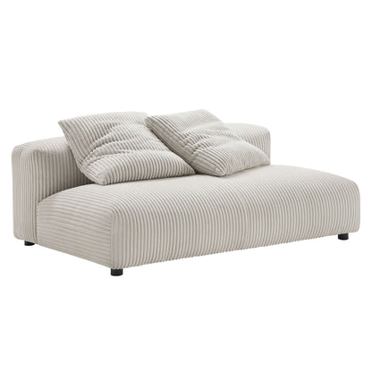 Solace 2-Piece Modular Corduroy Sectional Sofa with Chaise beige upholstery by HouseOfZazla on Tampa Home & Garden Store