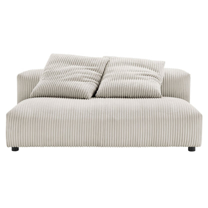 Solace modular corduroy armless loveseat by Modway in cream upholstery with low-profile legs on Tampa Home & Garden Store
