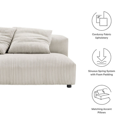 Solace modular corduroy upholstered armless loveseat beige fabric by HouseOfZazla on Tampa Home & Garden Store