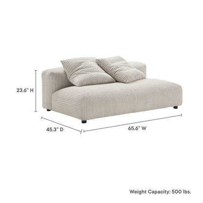 Solace modular corduroy armless loveseat by Modway in beige upholstery on Tampa Home & Garden Store