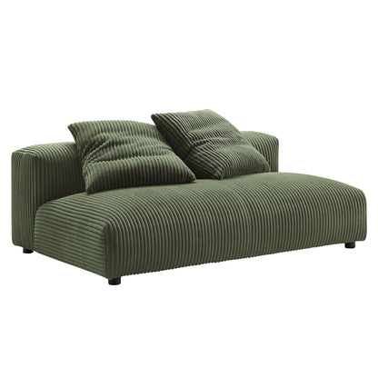 Solace 4-Piece Modular Corduroy Upholstered Sectional Sofa with Ottoman, olive green on Tampa Home & Garden Store