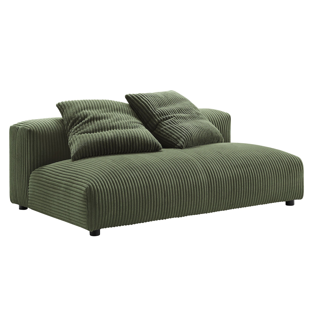 Solace 2-Piece Modular Corduroy Upholstered Sectional Sofa with Chaise in olive green on Tampa Home & Garden Store