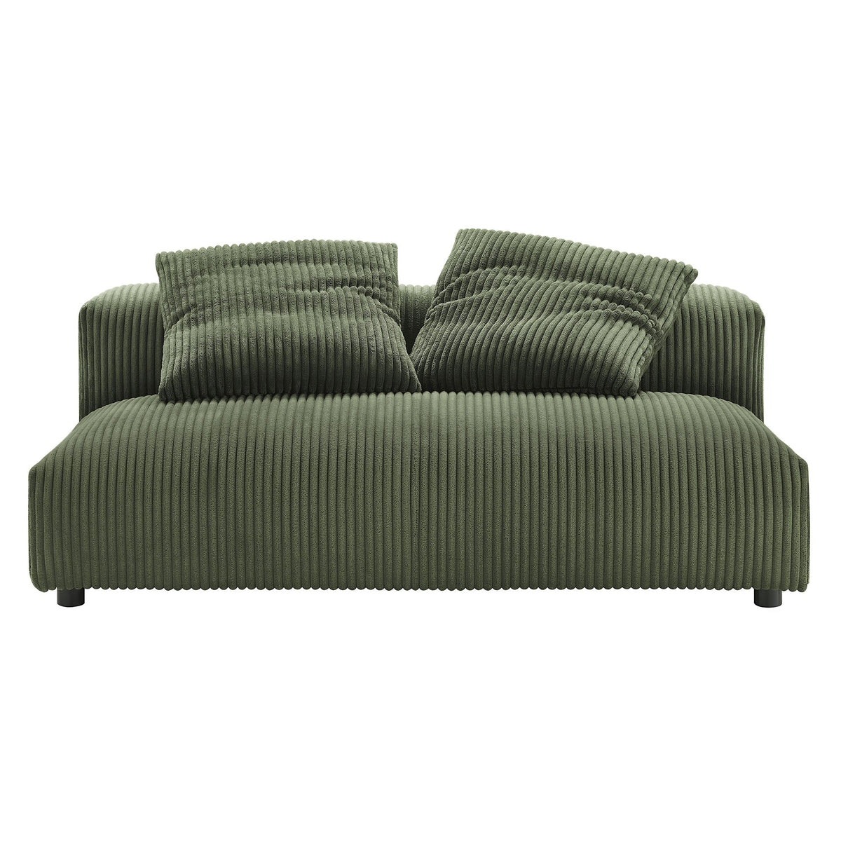 Solace modular corduroy armless loveseat by Modway in green with black metal legs on Tampa Home & Garden Store