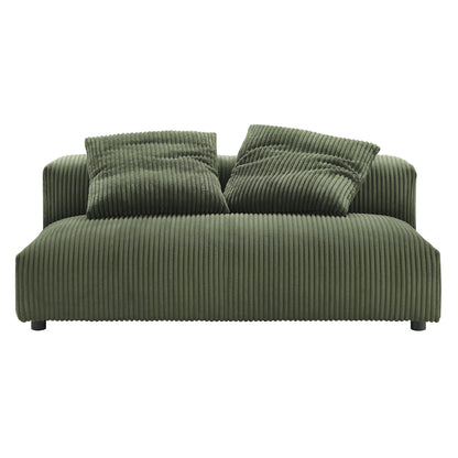 Solace modular corduroy armless loveseat by Modway in green with black metal legs on Tampa Home & Garden Store