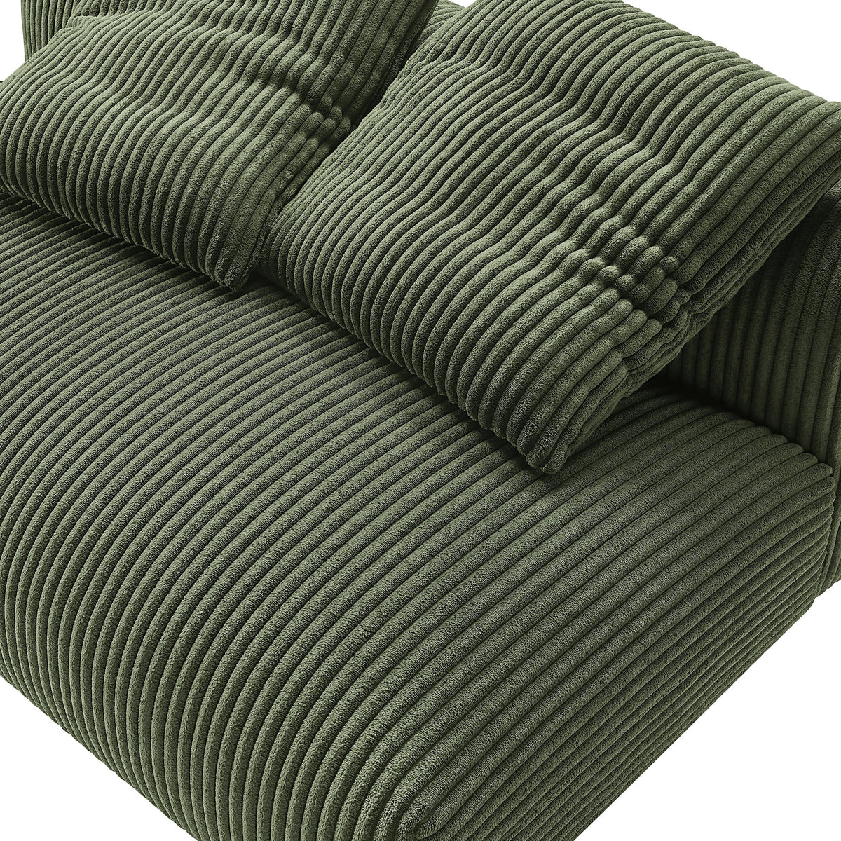 Solace Modular Corduroy Armless Loveseat olive green upholstery HouseOfZazla on Tampa Home & Garden Store