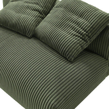 Solace Modular Corduroy Armless Loveseat olive green upholstery HouseOfZazla on Tampa Home & Garden Store