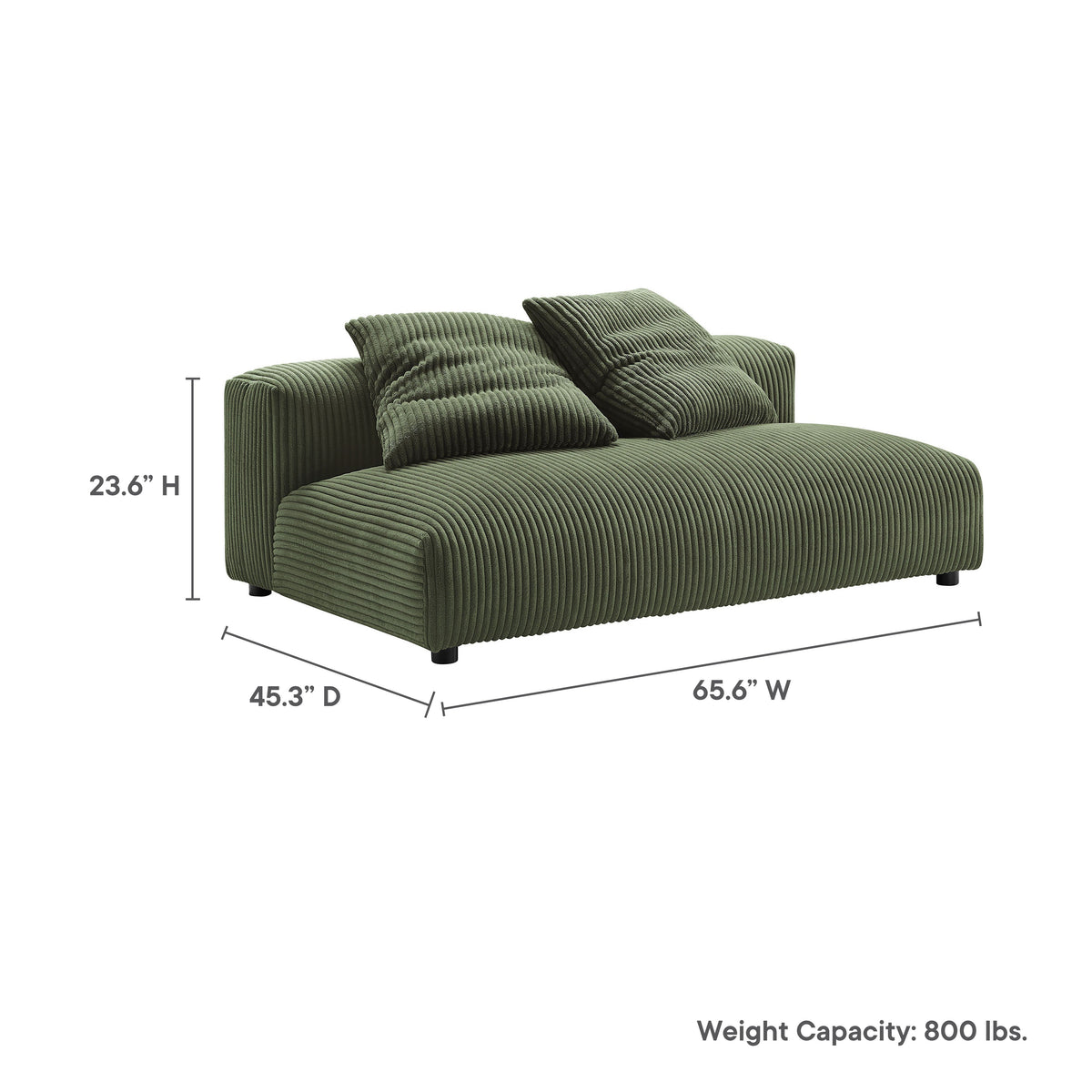 Solace modular corduroy armless loveseat olive green by HouseOfZazla on Tampa Home & Garden Store