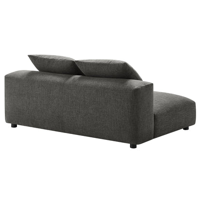 Solace modular armless loveseat in charcoal gray fabric with slim black legs on Tampa Home & Garden Store