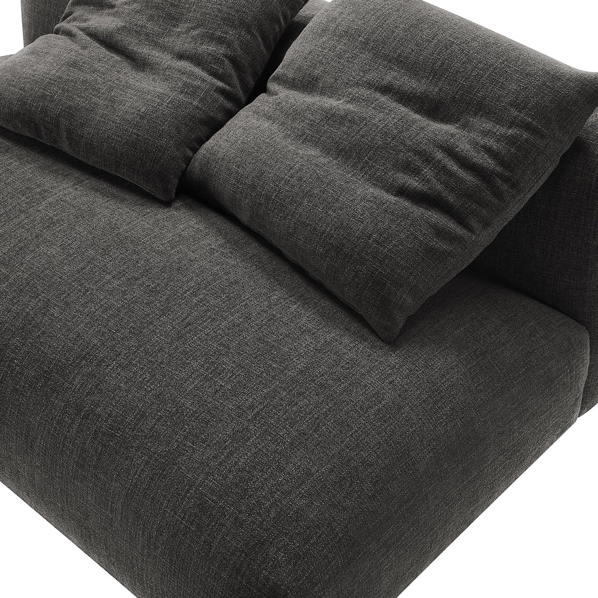 Solace modular upholstered armless loveseat cushions in gray textured fabric on Tampa Home & Garden Store
