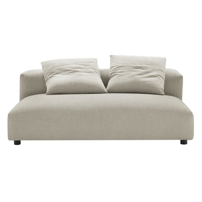 Solace modular upholstered armless loveseat in beige linen fabric with two cushions by Modway on Tampa Home & Garden Store
