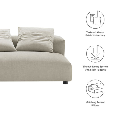 Solace modular armless loveseat in beige textured fabric with two matching cushions by Modway on Tampa Home & Garden Store